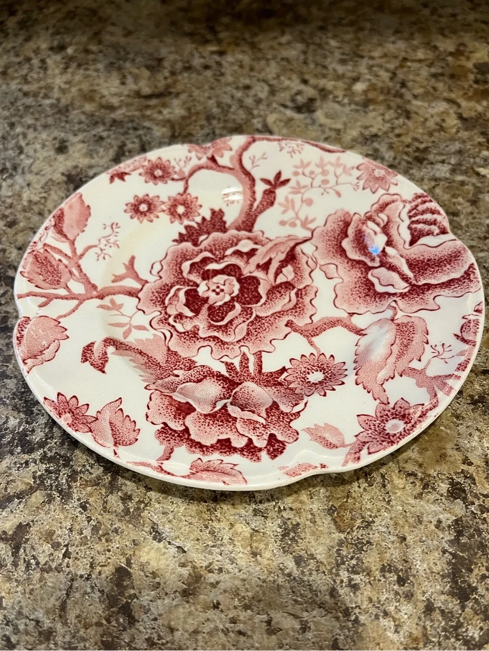 Vintage Johnson Brothers English Chippendale Red Floral 6” Salad Plate